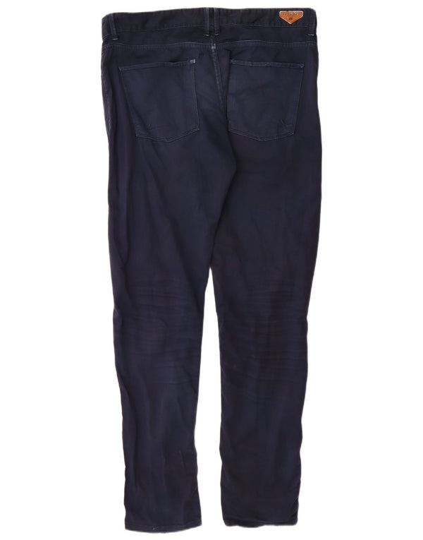 Zara Herre Slim Casual Bukser EU 46 XL W36 L34 Marineblå Bomuld