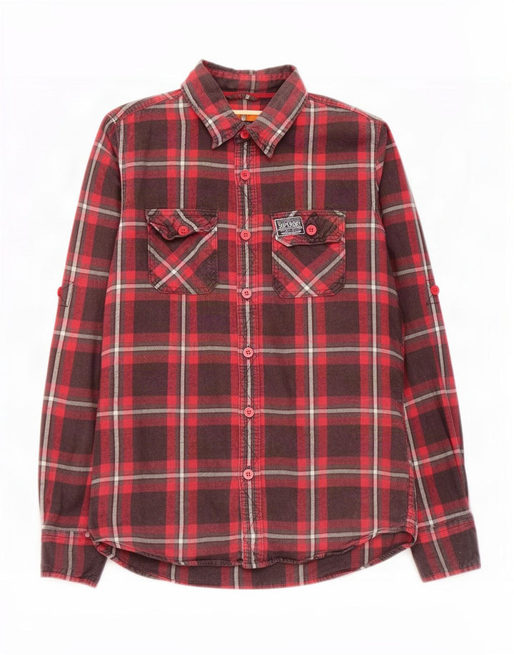 Superdry Flanelskjorte til mænd, stor rød ternet bomuld
