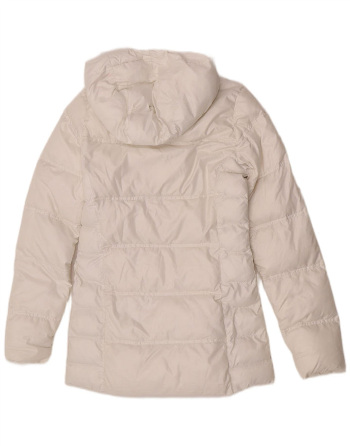 Adidas Dame Hætte Oversized Polstret Frakke UK 6 XS Hvid Polyester