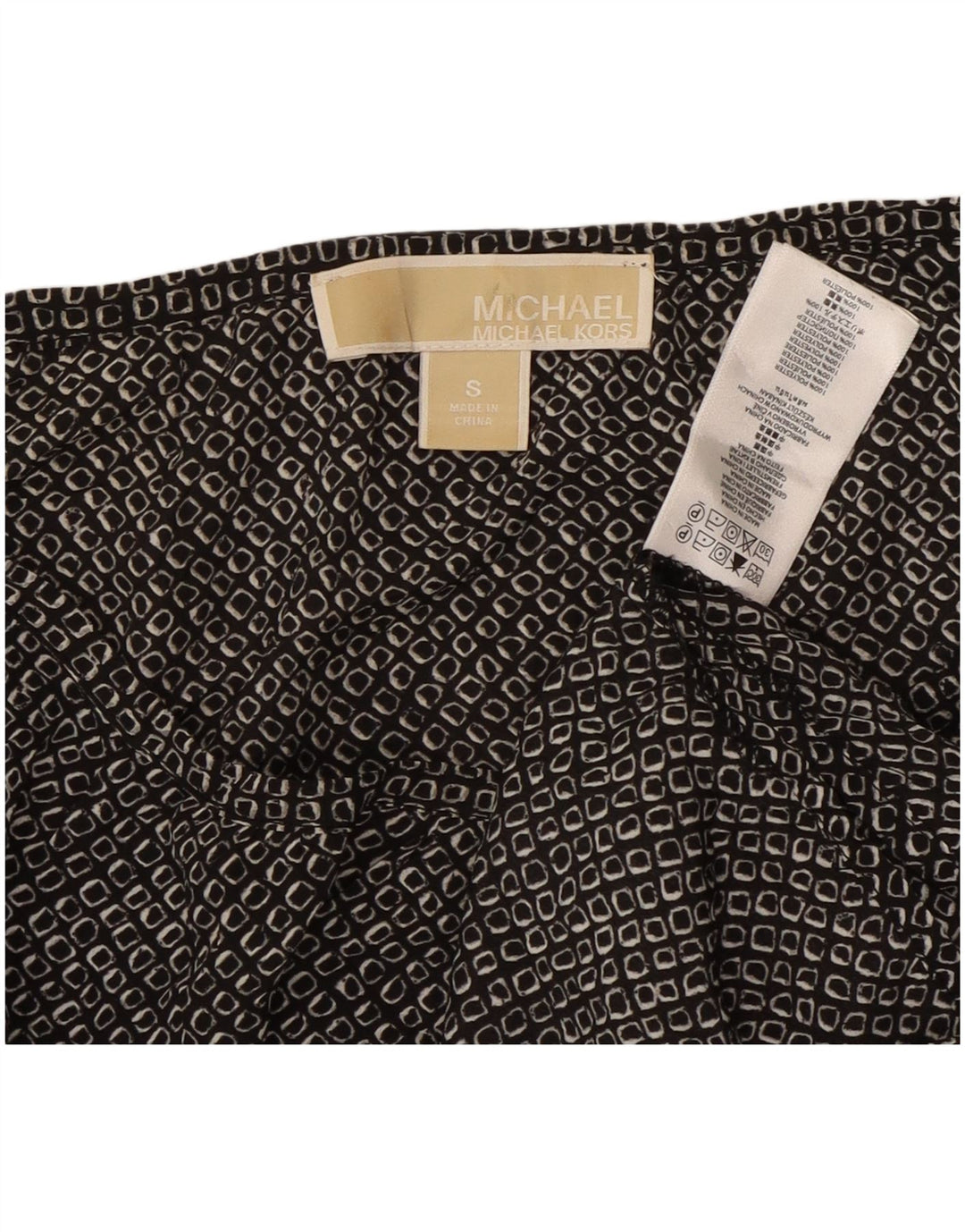 MICHAEL KORS Dame Top 3/4 ærmer UK 10 Lille sort geometrisk polyester