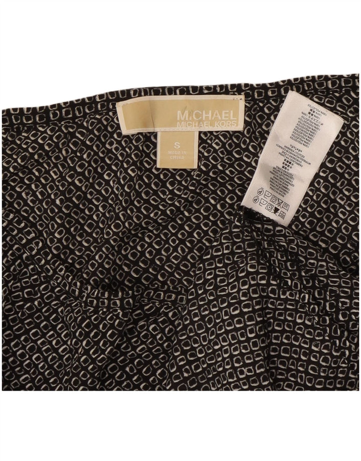 MICHAEL KORS Dame Top 3/4 ærmer UK 10 Lille sort geometrisk polyester
