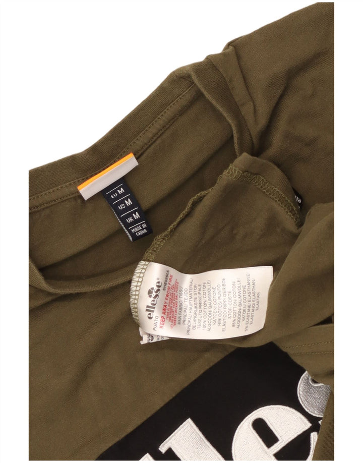Ellesse Herre Grafisk T-Shirt Top Medium Khaki Colourblock Bomuld