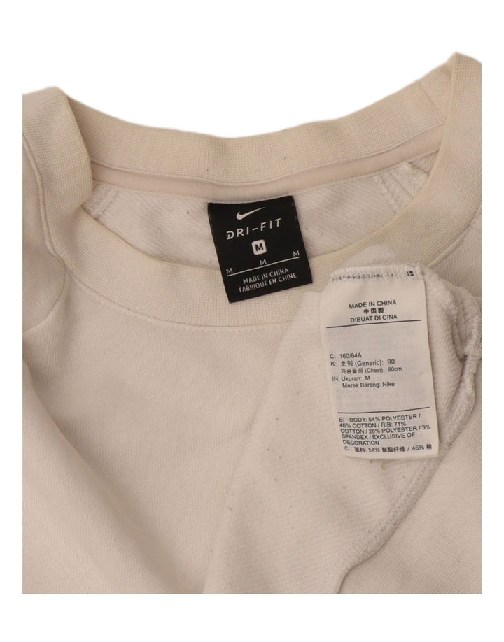 Nike Womens Crop Sweatshirt Jumper UK 14 Medium White Polyester