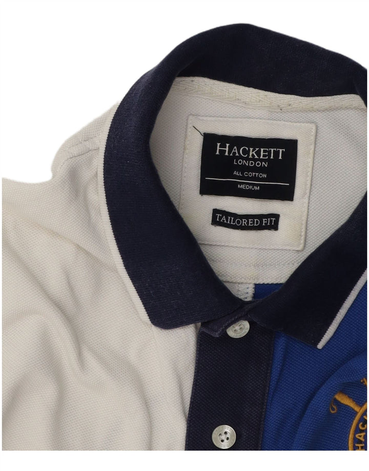 Hackett herre skræddersyet pasform grafisk rugby polo shirt mellem hvid farveblok