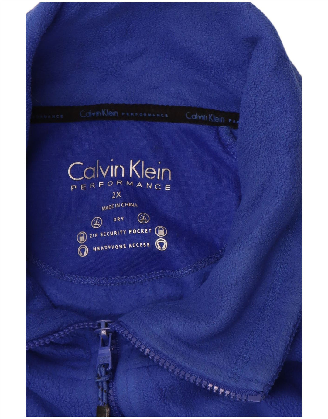 CALVIN KLEIN Herre Performance Fleecejakke UK 44 2XL Blå Polyester