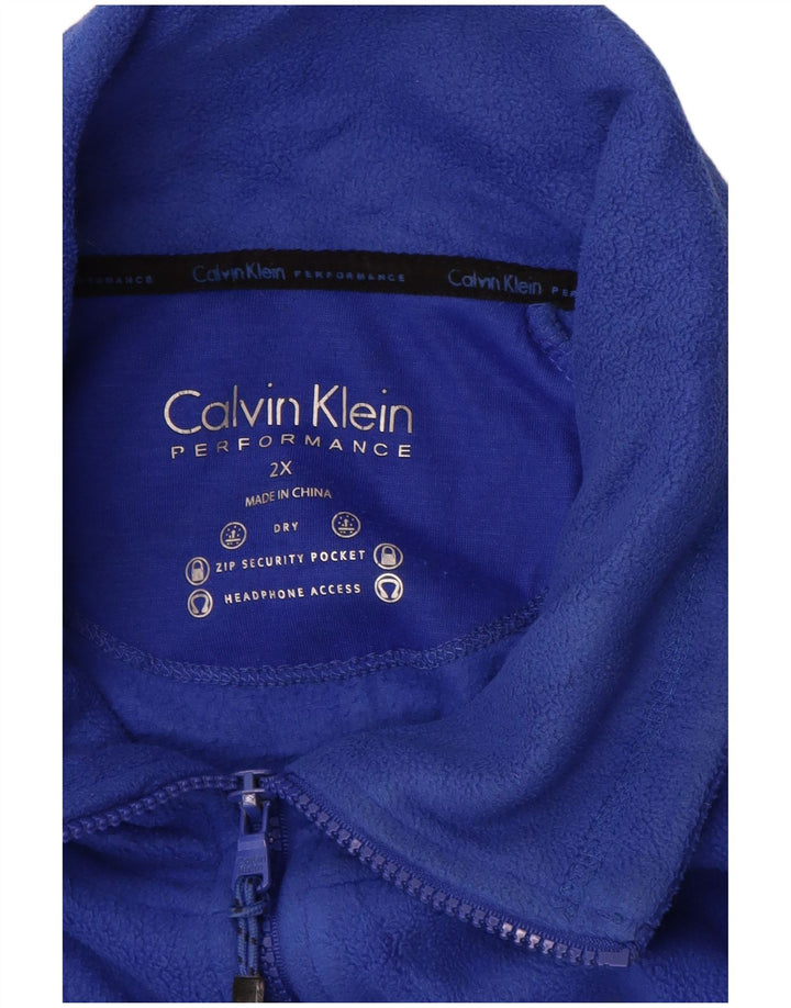 CALVIN KLEIN Herre Performance Fleecejakke UK 44 2XL Blå Polyester