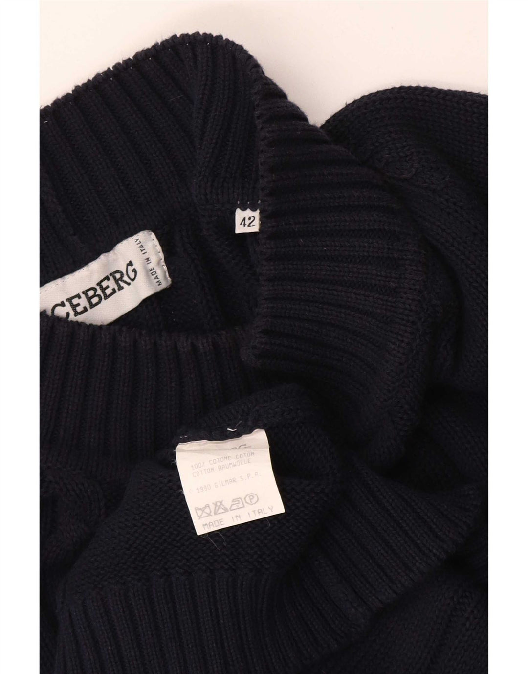 Iceberg Dame Turtle Neck Jumper Sweater IT 42 Medium Navy Blue Bomuld