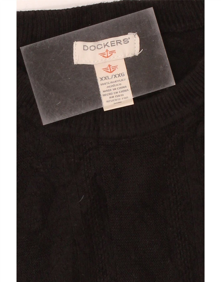 DOCKERS Mens Crew Neck Jumper Sweater 2XL Black Acrylic Vintage Dockers and Second-Hand Dockers from Messina Hembry 