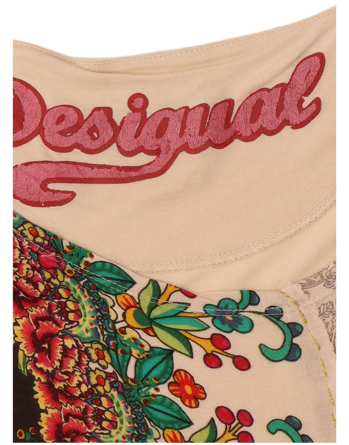 Desigual Dame Batwing Bluse Top UK 12 Medium Off White Floral