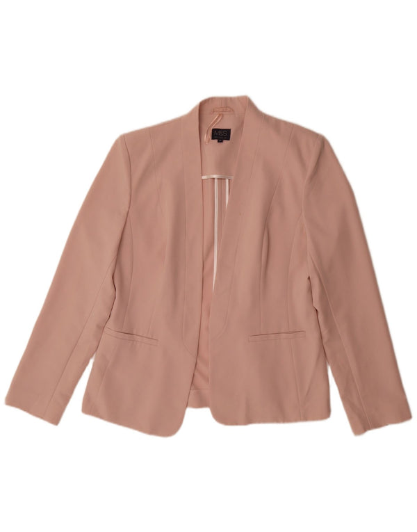 Marks & Spencer Womens Open Blazer Jacket UK 12 Medium Pink Polyester