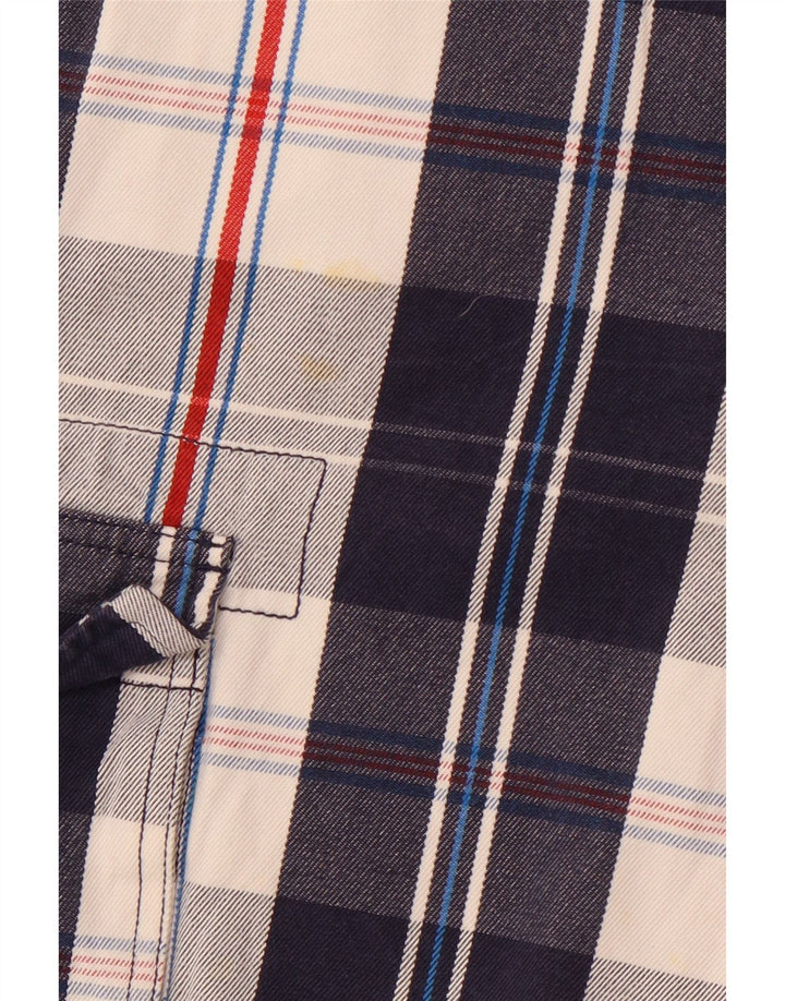 CREW TØJ Herre Cargo Shorts Medium W32 Marineblå ternet bomuld