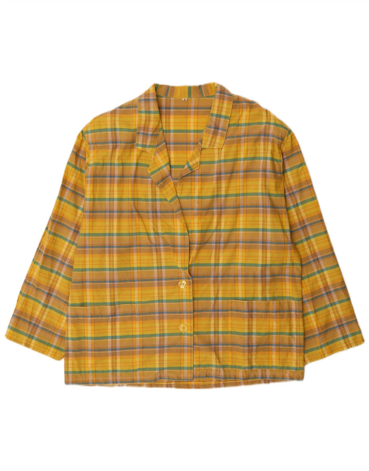 Vintage Dame 2 Button Oversized Blazer Jacket UK 14 Medium Yellow Check