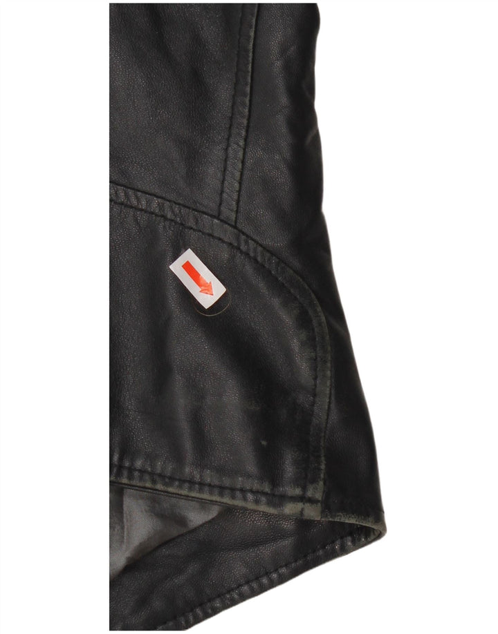 IMPERIAL Womens Asymmetric Leather Jacket UK 14 Large Black Leather