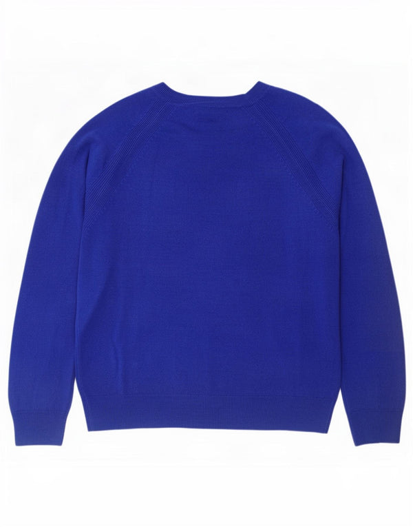 Marks & Spencer Womens Boat Neck Jumper Sweater UK 14 Large Blue Acrylic