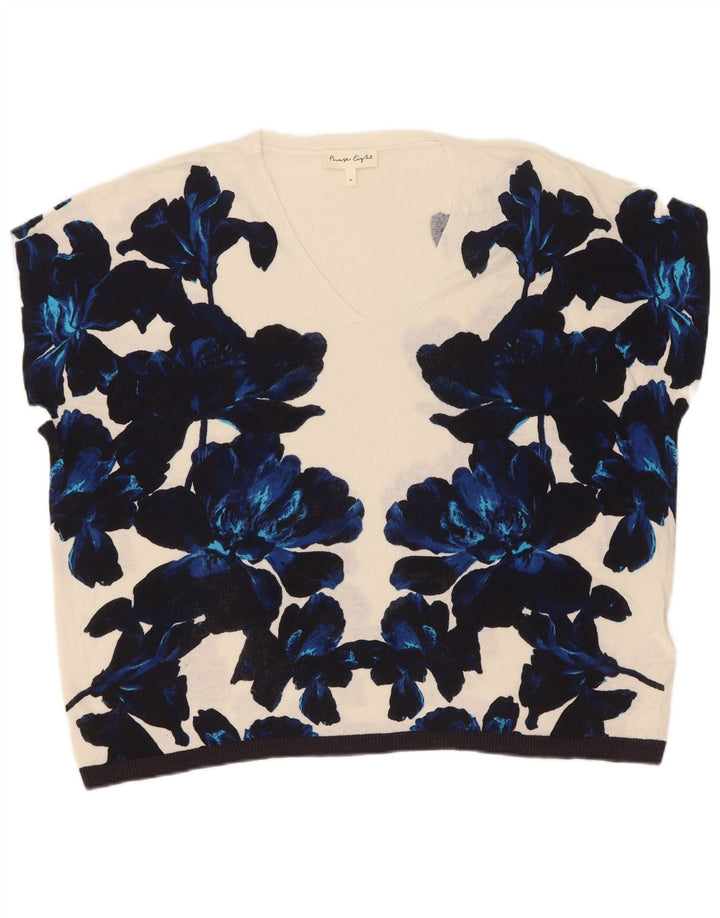 Phase Eight Dame Oversized Bluse Top UK 14 Medium White Floral Viscose
