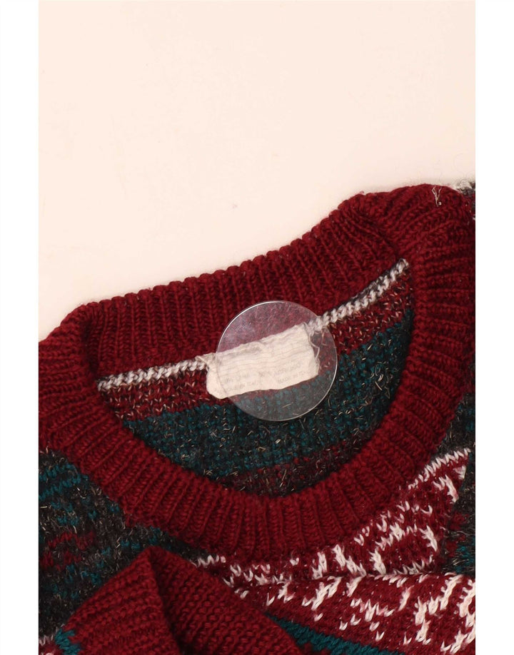 Vintage Herre Boat Neck Jumper Sweater Large Multicolored Fair Isle Wool