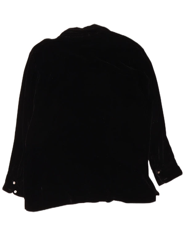 Art Of Silk Dame Tie Rack Velvet Shirt Bluse UK 14 Medium Black