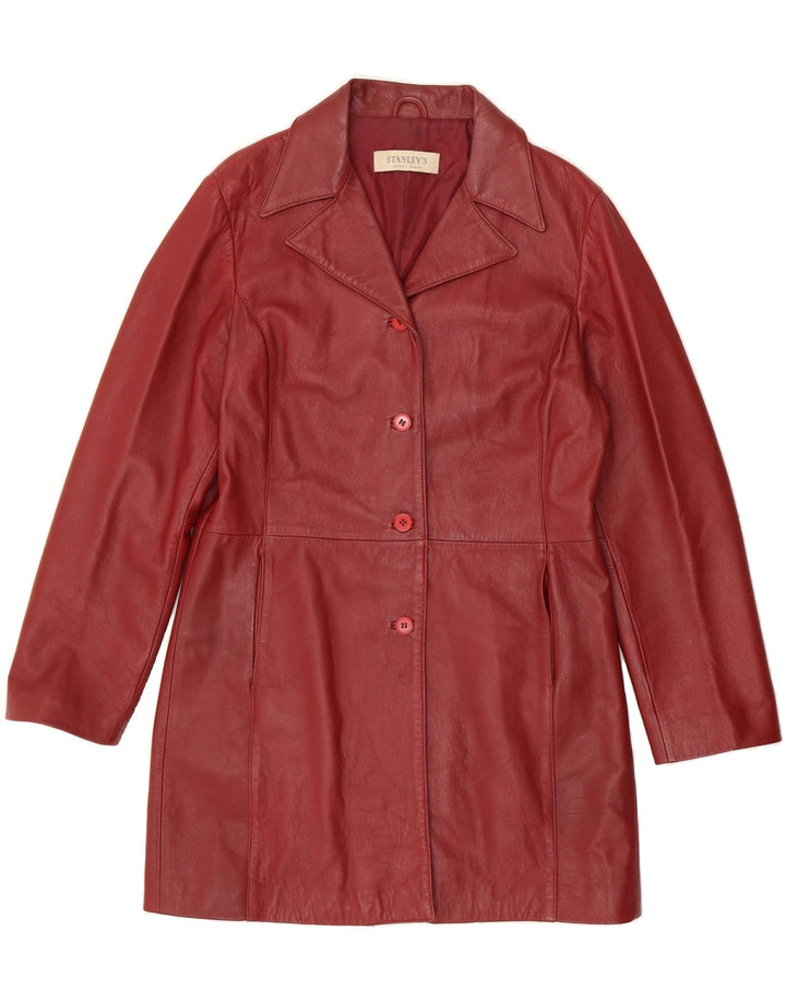 STANLEY Womens Leather Coat IT 46 Large Red Leather Vintage Stanley and Second-Hand Stanley from Messina Hembry 
