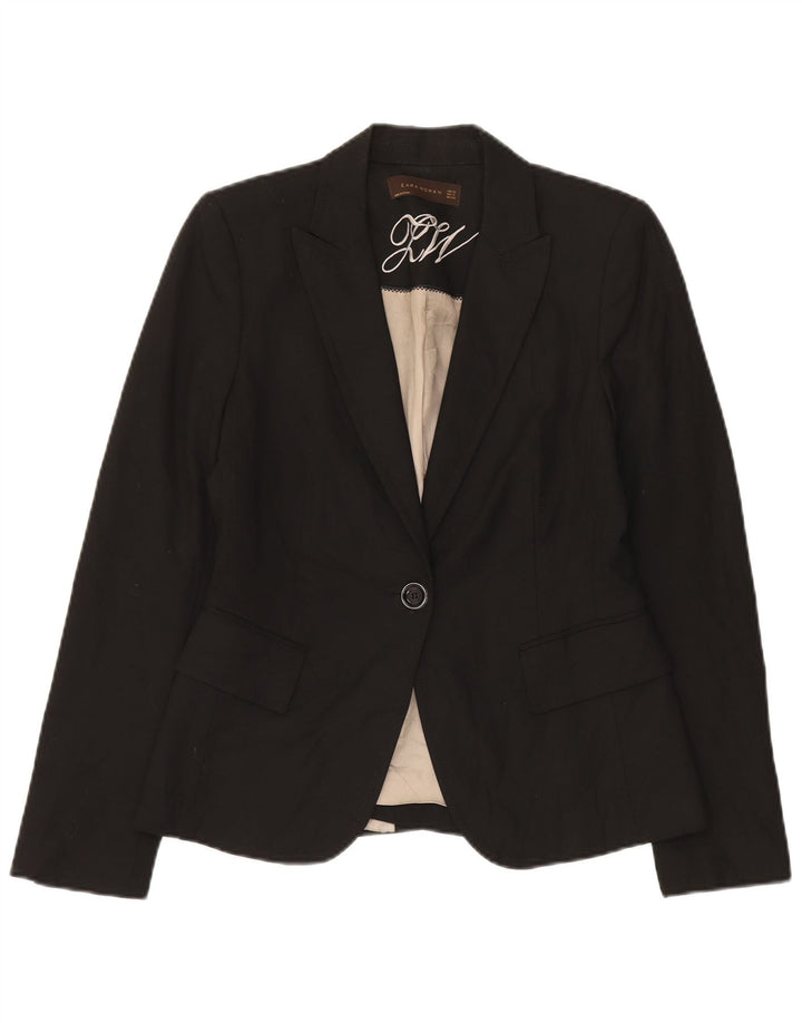 Zara Dame 1 Knap Blazer Jakke EU 38 Lille Sort