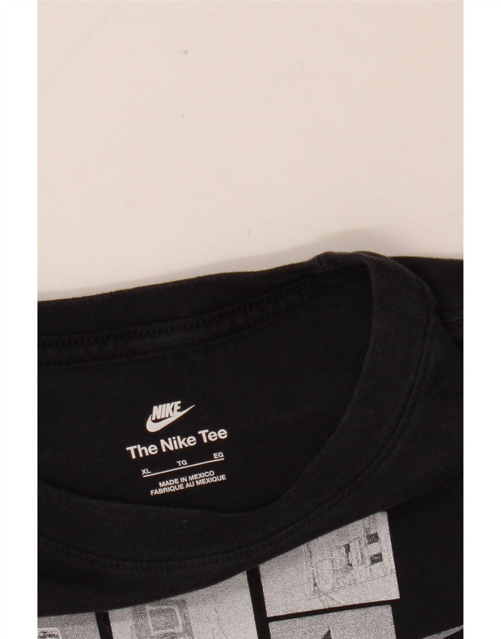 NIKE Grafisk T-shirt top til kvinder UK 18 XL Sort