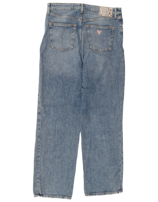 Guess Womens Melrose High Waist Distressed Straight Jeans W31 L28 Blue