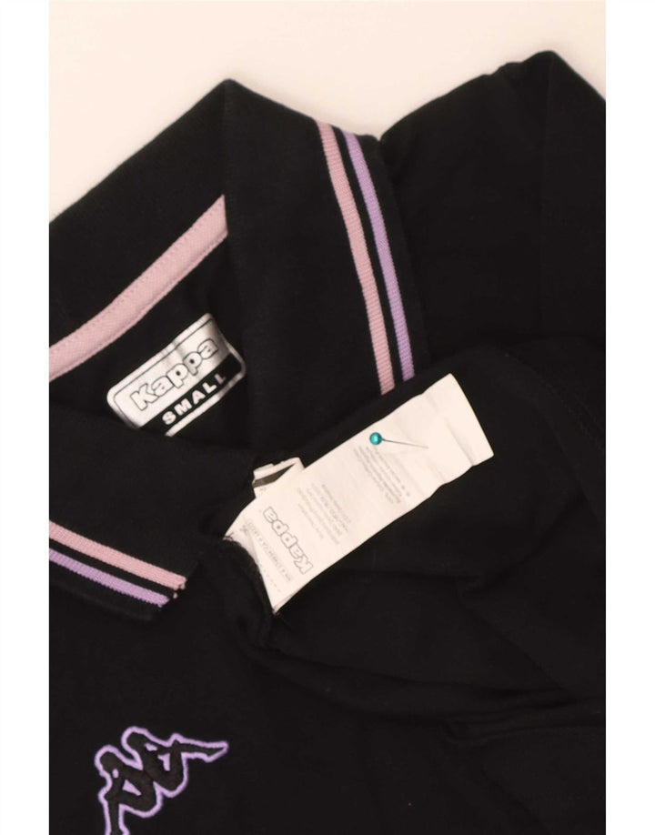 Kappa Dame Polo Shirt UK 10 Small Black Bomuld