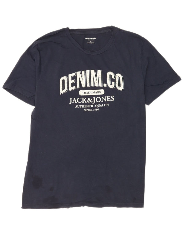 Jack & Jones Herre grafisk T-shirt top XL marineblå