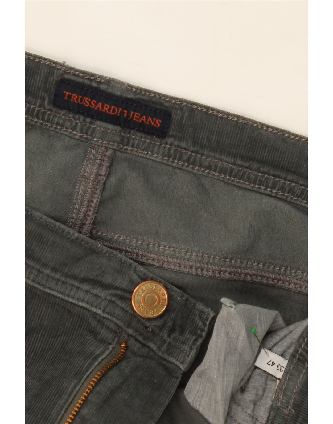 TRUSSARDI Womens Slim Corduroy Trousers W33 L28  Grey Vintage Trussardi and Second-Hand Trussardi from Messina Hembry 