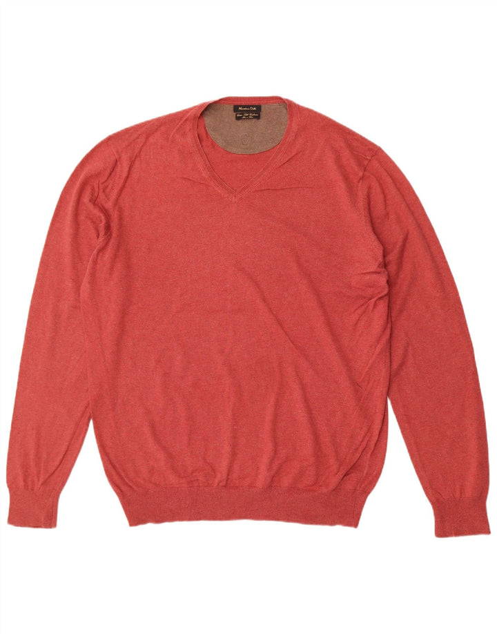 Massimo Dutti Herre V-hals sweater XL Rød Bomuld