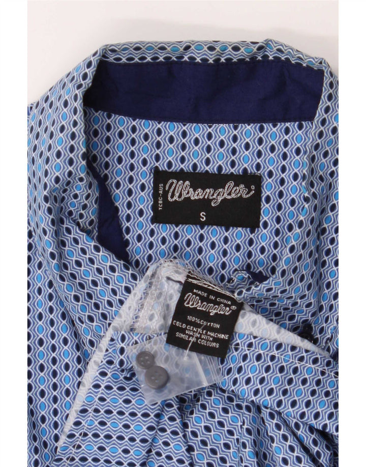 Wrangler herreskjorte lille blå geometrisk bomuld