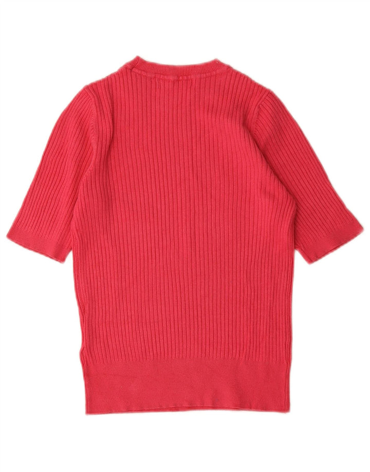 Marks & Spencer Dame Crop Crew Neck Jumper Sweater UK 8 Small Pink