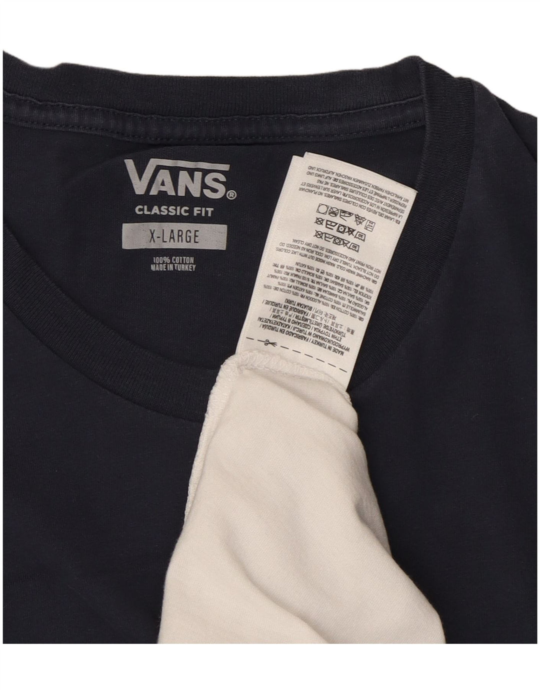 Vans Herre Classic Fit T-Shirt Top XL Marineblå Colourblock Bomuld