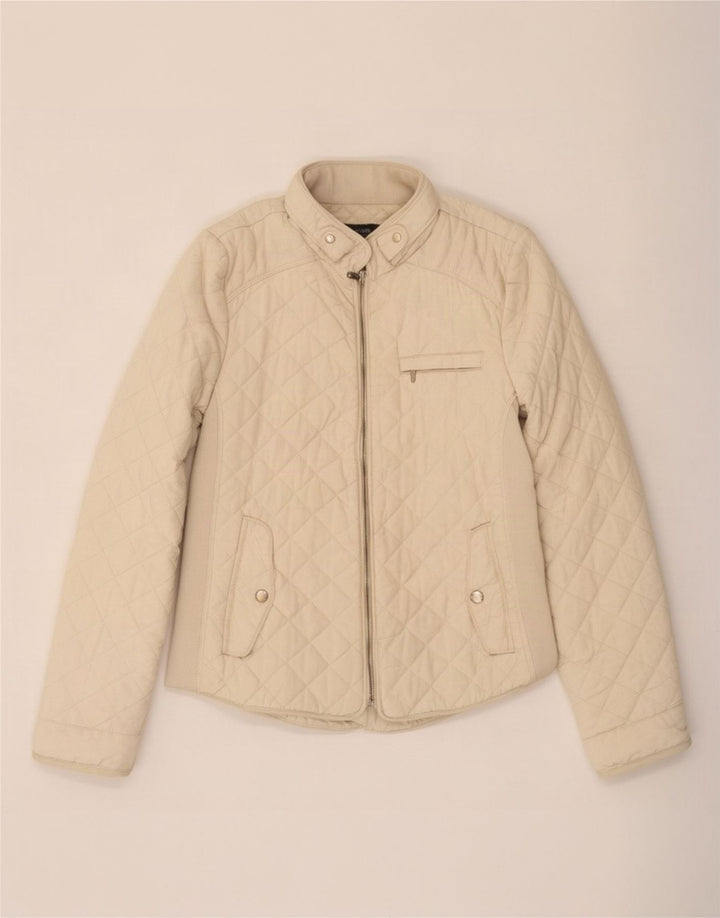Zara Quiltet jakke til kvinder UK 12 Medium Off White