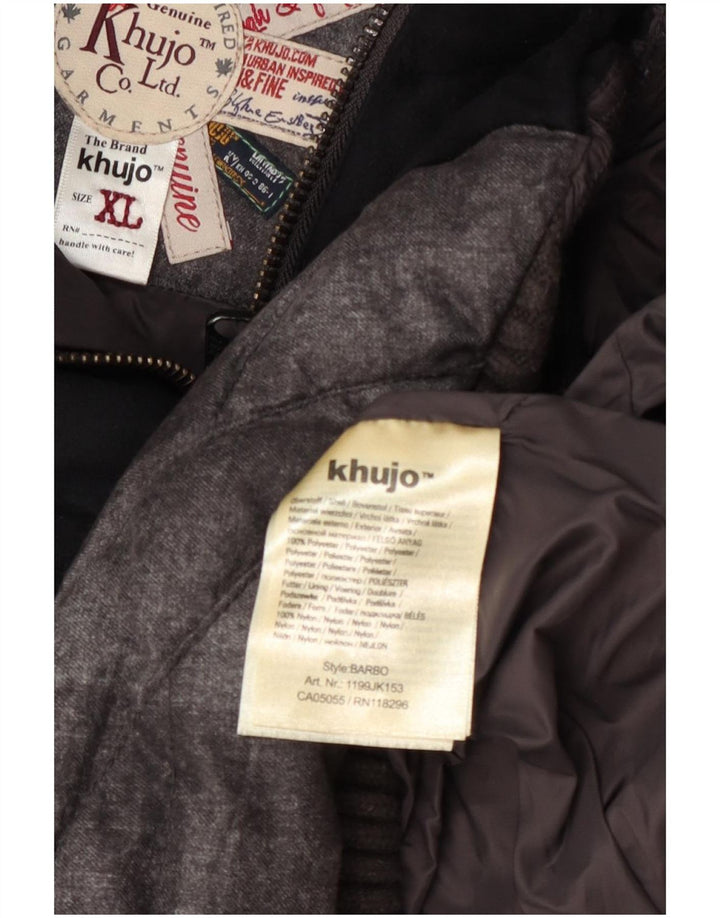 KHUJO Polstret hættejakke til kvinder UK 18 XL Grå Colourblock Polyester
