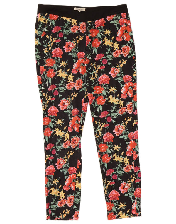 Laura Ashley Dame Slim Cropped Trousers UK 8 Small W28 L26 Black Floral