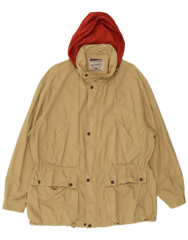 CIAO Herre Hooded Utility Jacket UK 44 2XL Beige Bomuld