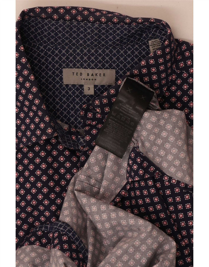 Ted Baker herreskjorte str. 3 Medium marineblå blomsterbomuld