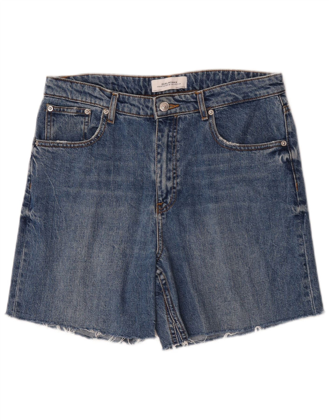 Zara Dame Denim Shorts EU 40 Medium W30 Blå Bomuld