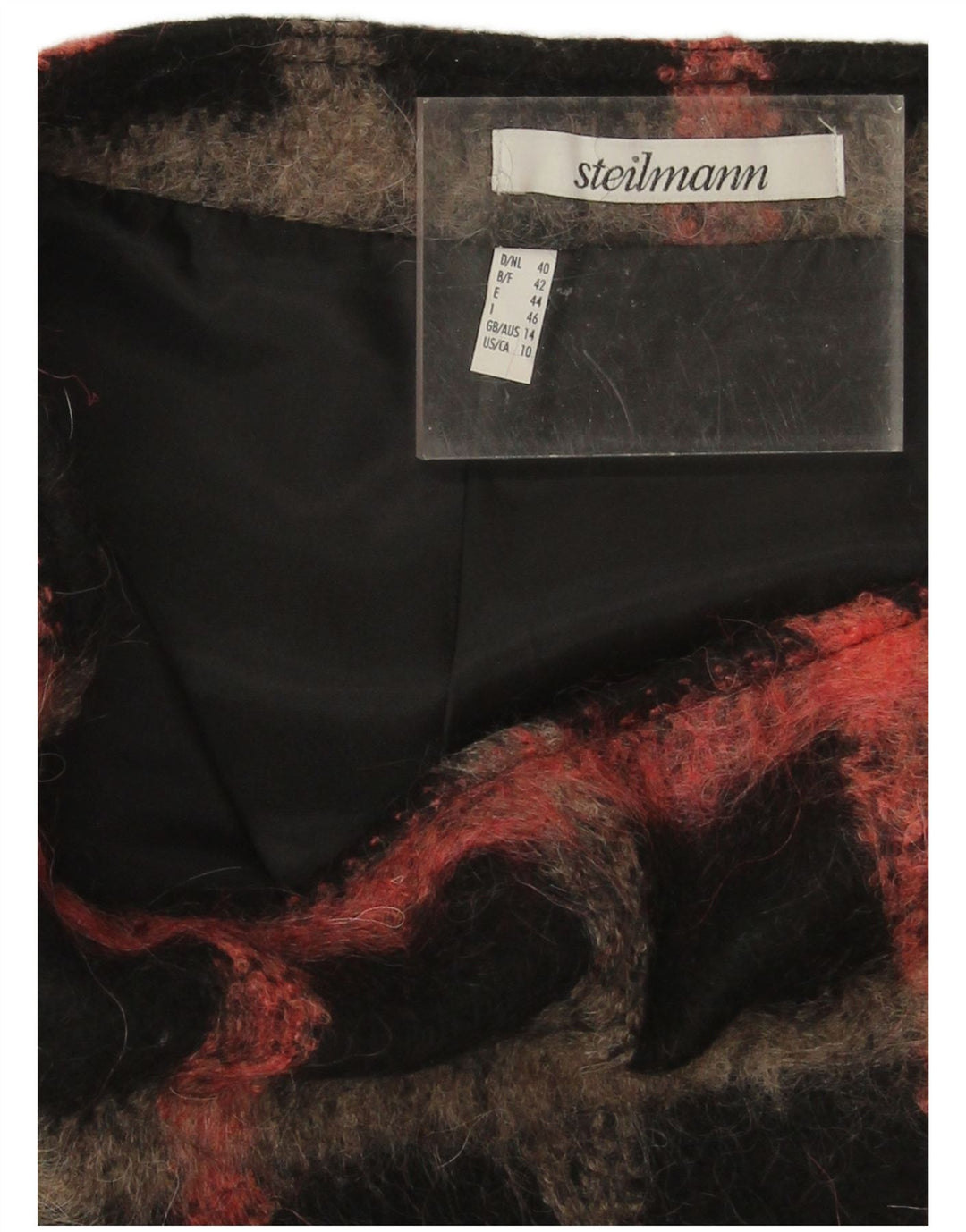 Steilmann lige nederdel til kvinder UK 14 Stor W32 sort plaid akryl