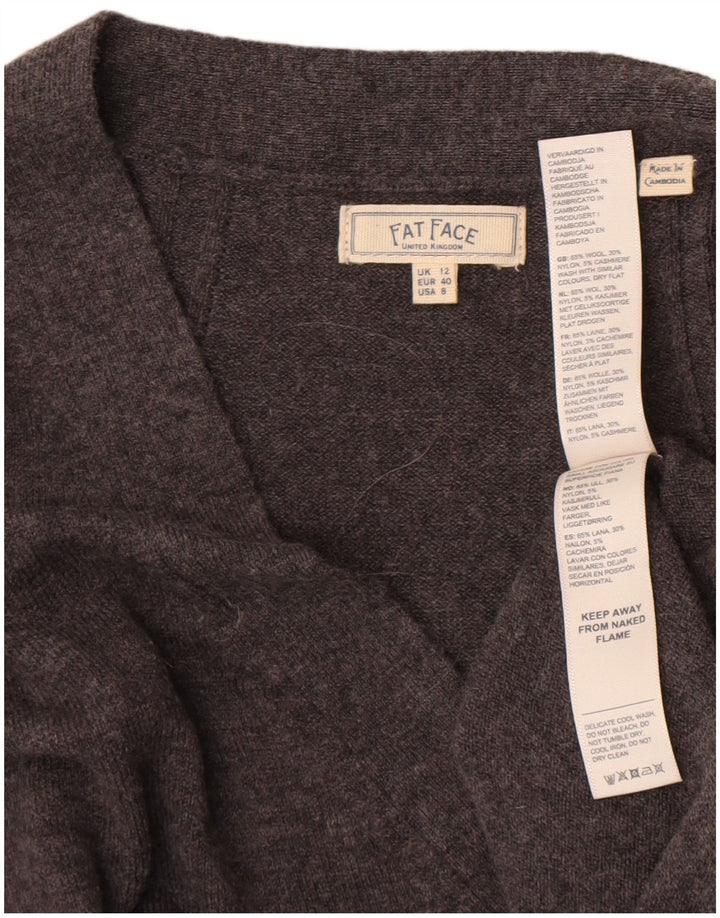 Fat Face Dame Oversized V-hals sweater UK 12 Medium Grey Uld