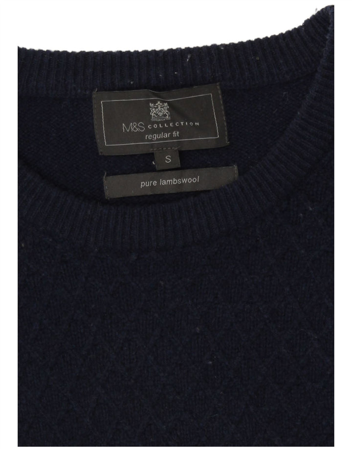 Marks & Spencer Herre Regular Fit Jumper Sweater med rund hals lille marineblå