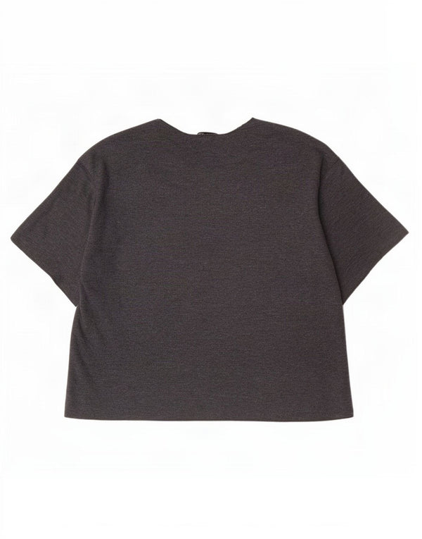 Zara Dame T-Shirt Top UK 12 Medium Grå Bomuld