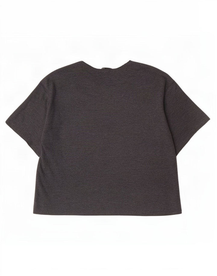 Zara Dame T-Shirt Top UK 12 Medium Grå Bomuld