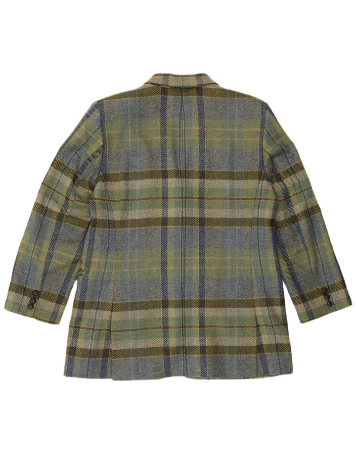 DAKS Dame 3-knaps blazerjakke UK 16 Large Green Plaid New Wool