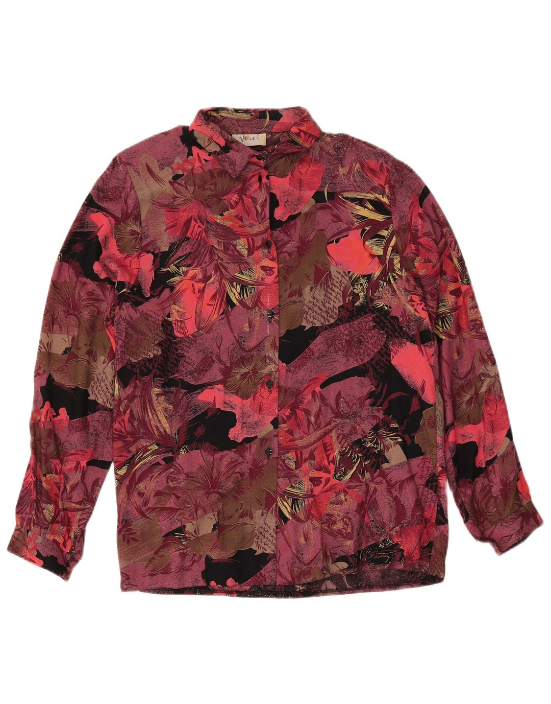 Vintage kvinders 2-delt nederdelsæt UK 12 Medium W27 Burgundy Floral Retro