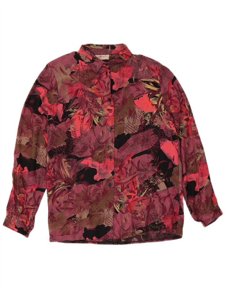 Vintage kvinders 2-delt nederdelsæt UK 12 Medium W27 Burgundy Floral Retro