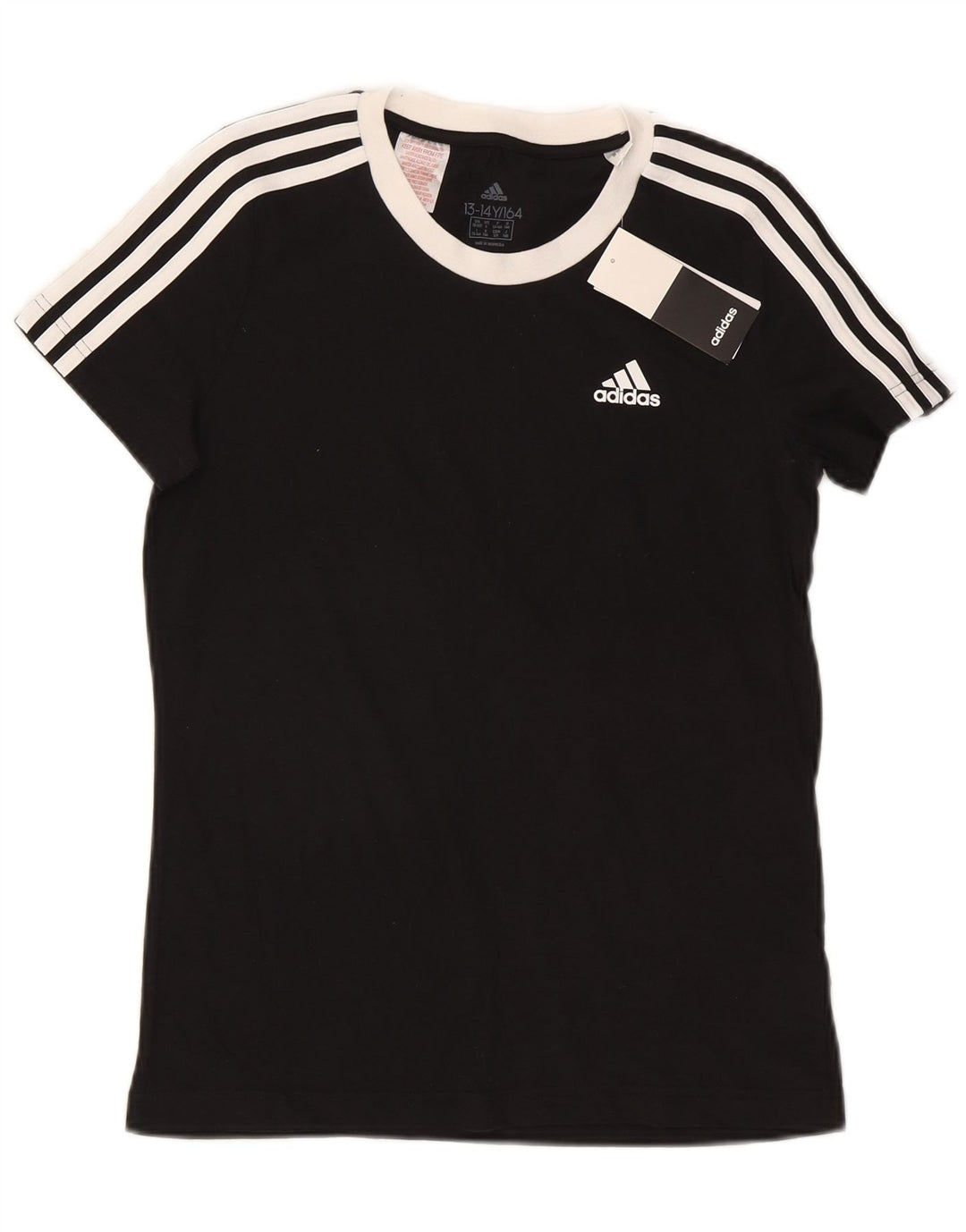 Adidas Boys T-Shirt Top 13-14 år Sort Bomuld