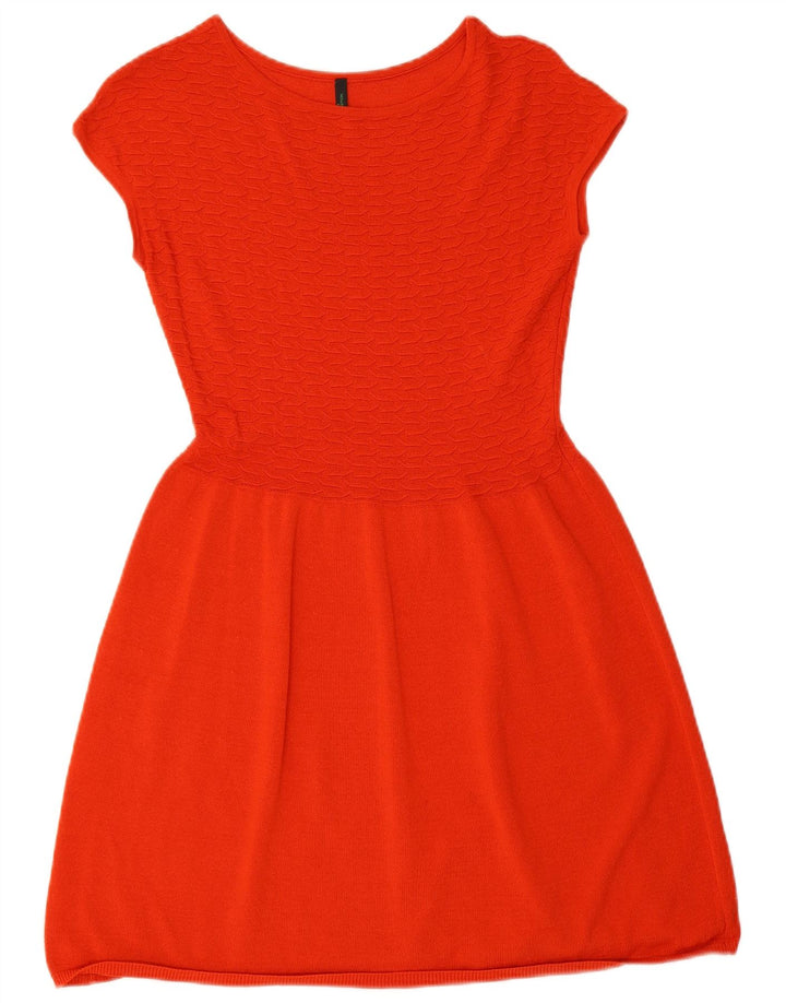 BENETTON Womens Jumper Dress UK 4 XS Red