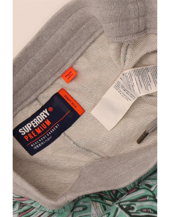 Superdry Sportshorts til mænd, store grå blomstrede bomuld