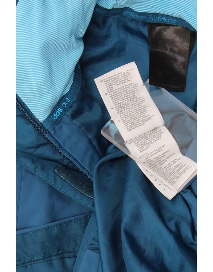 ADIDAS Dame Clima Proof Windbreaker Coat med hætte UK 14 Medium Blue